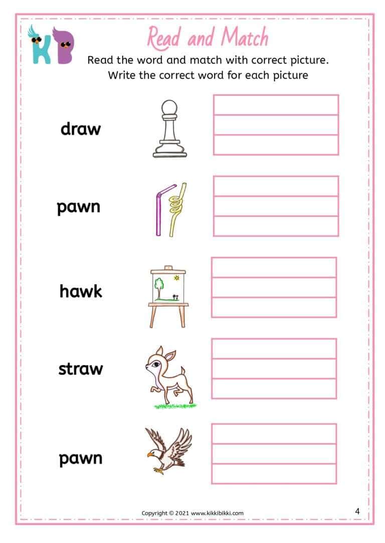 Phonics Word Worksheets for Kindergarten