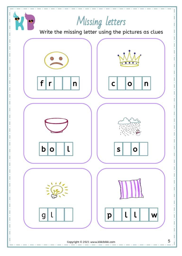 Kindergarten Phonics Activity Sheet