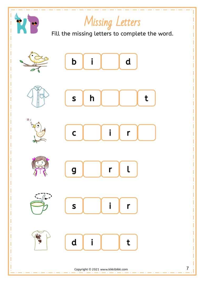 Free Phonics Worksheets for Kindergarten