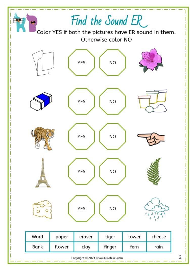 Printable Phonics Worksheets for Kindergarten