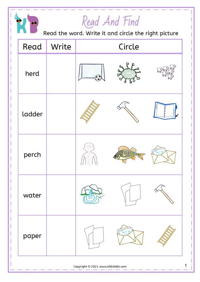 Free Worksheet for Phonics