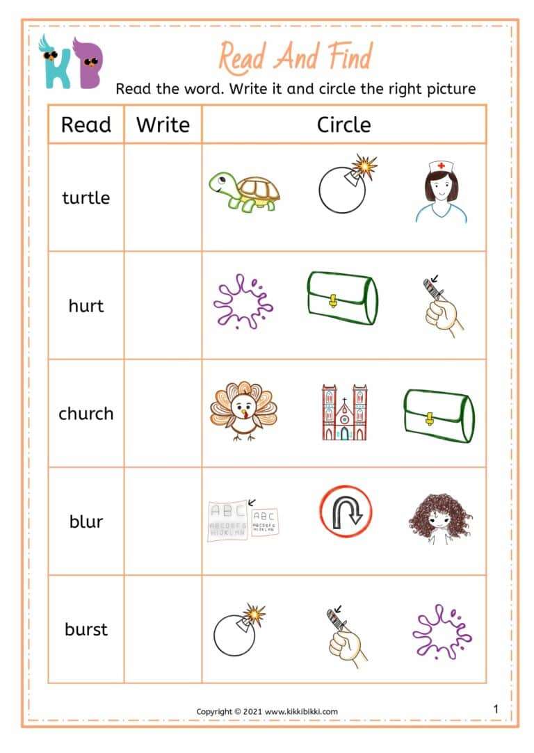 Kindergarten Phonics Worksheet