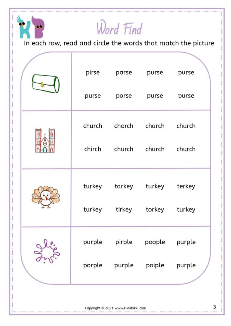 Printable Worksheet for Phonics