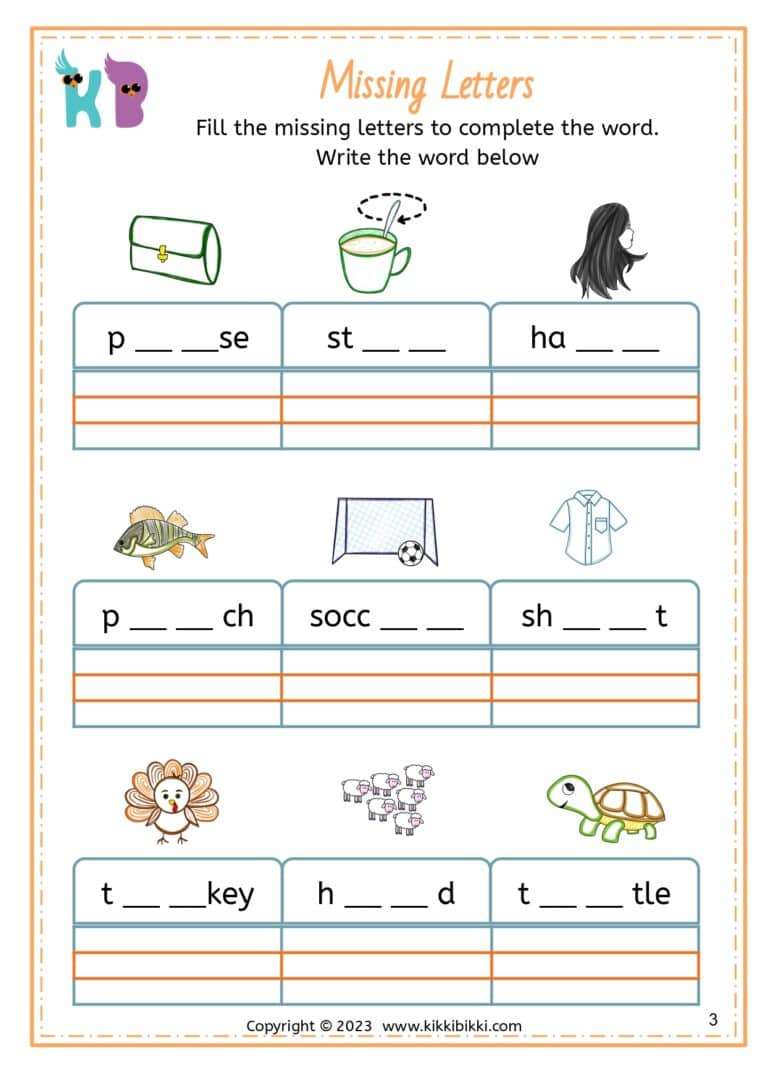 Free Kindergarten CVC Worksheets