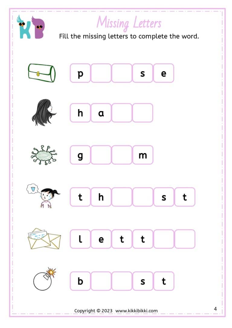 CVC Worksheets for Kindergarten