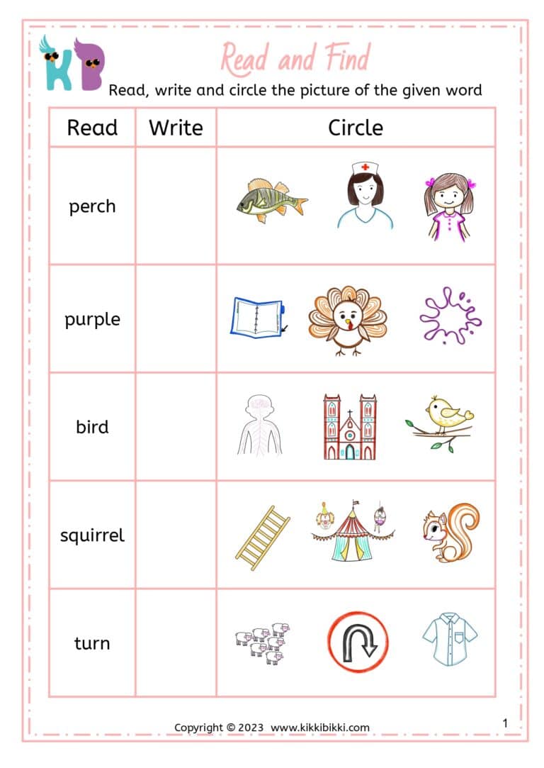 Reading Worksheets for Kindergarten
