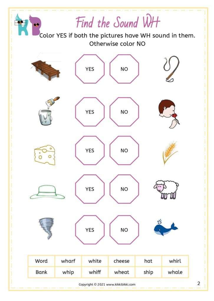 Finding Sounds Discovering the 'WH' Sound: Fun Find the Sound Worksheets