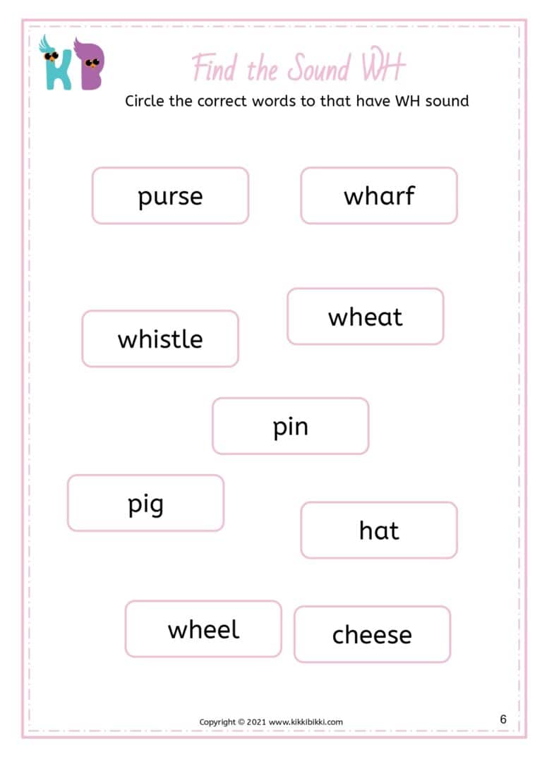 Finding Sounds Discovering the 'WH' Sound: Fun Find the Sound Worksheets