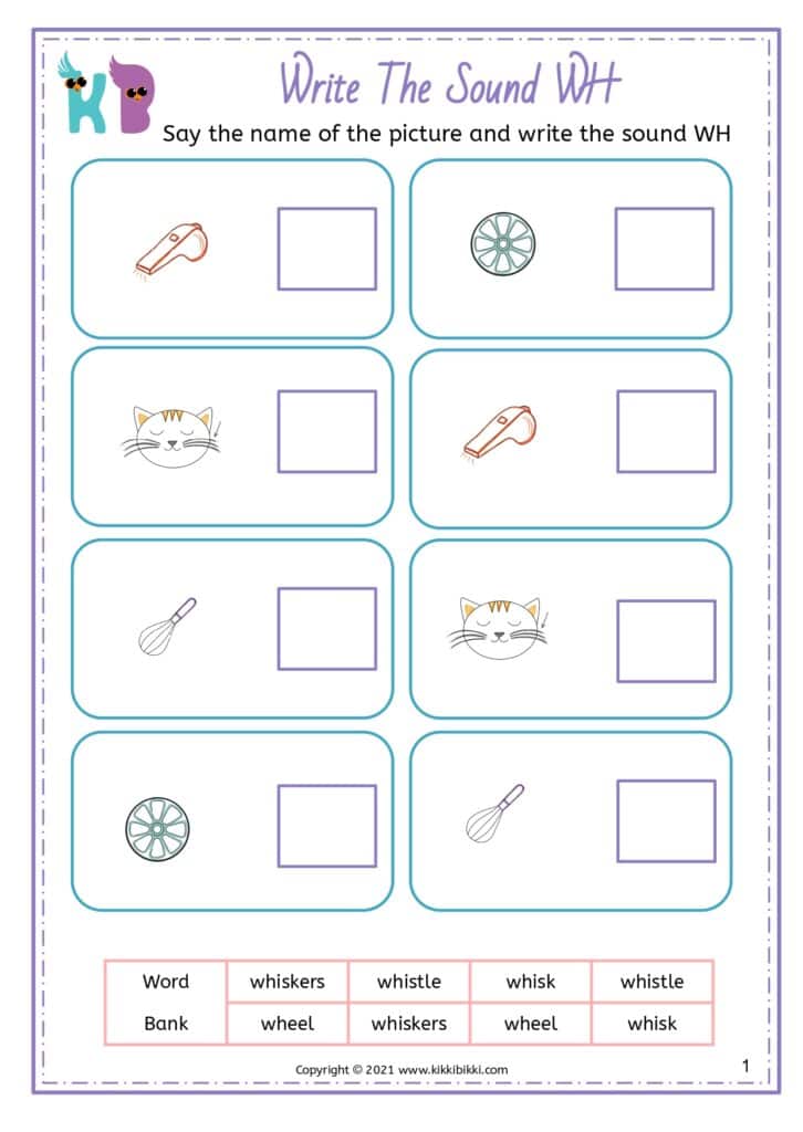 Sounds Write Sample Lesson WH Sounds: Free Write the Sound Worksheets for Kindergarten