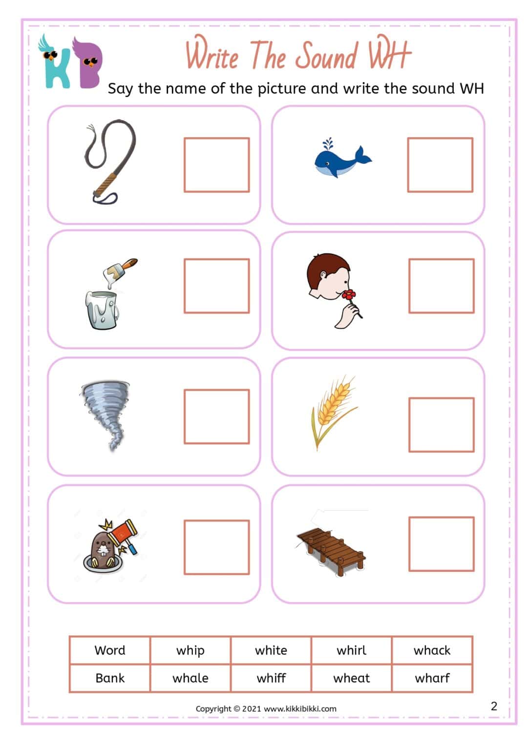 Sounds Write Sample Lesson WH Sounds: Free Write the Sound Worksheets for Kindergarten