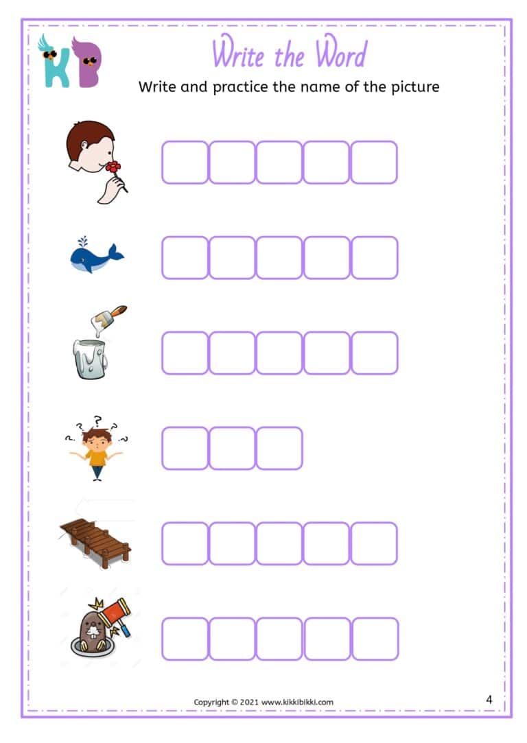 Kindergarten CVC Worksheets Free