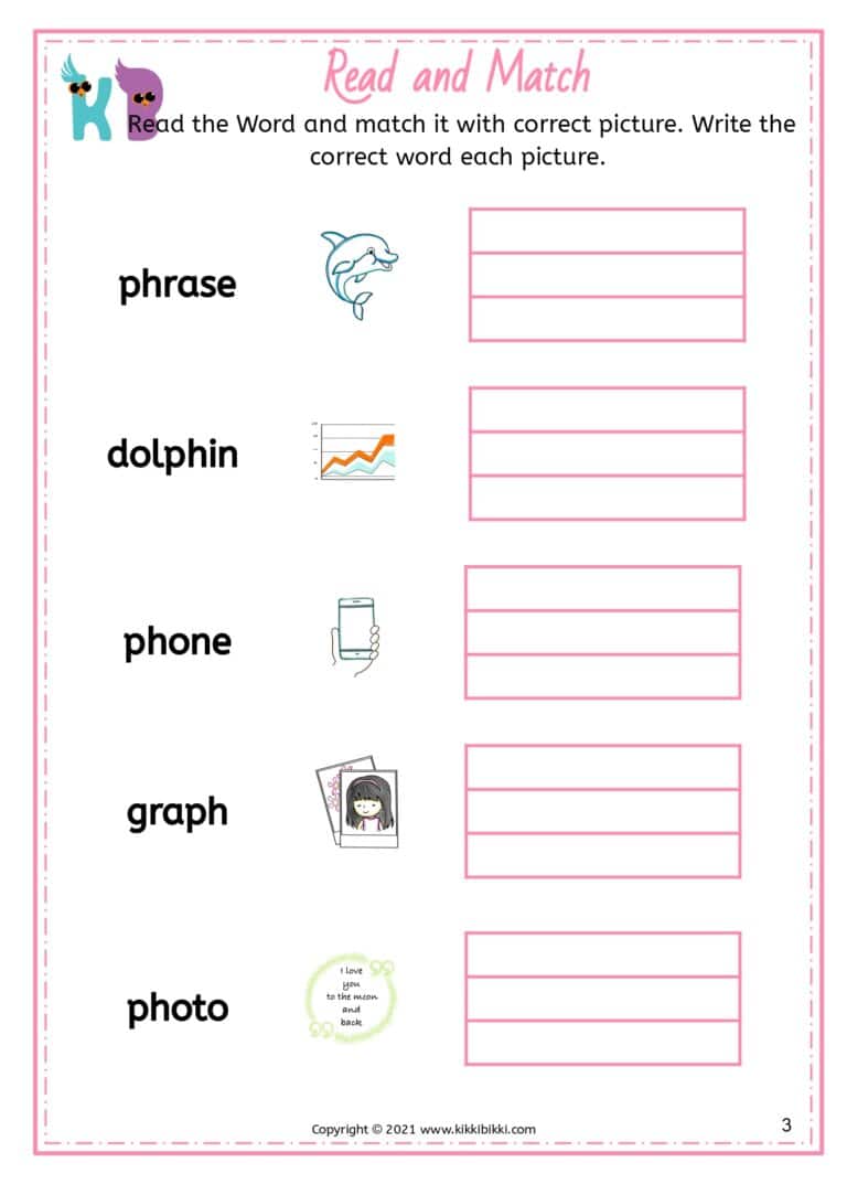 Kindergarten Phonics Learning Worksheet