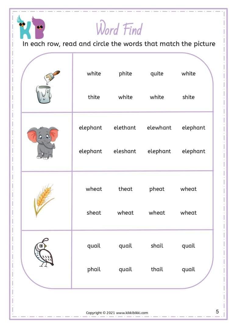 Free Phonics Worksheet Printable