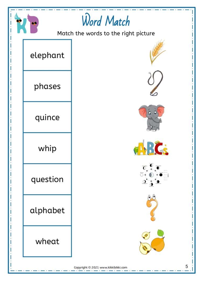 Kindergarten Phonics Learning Worksheet