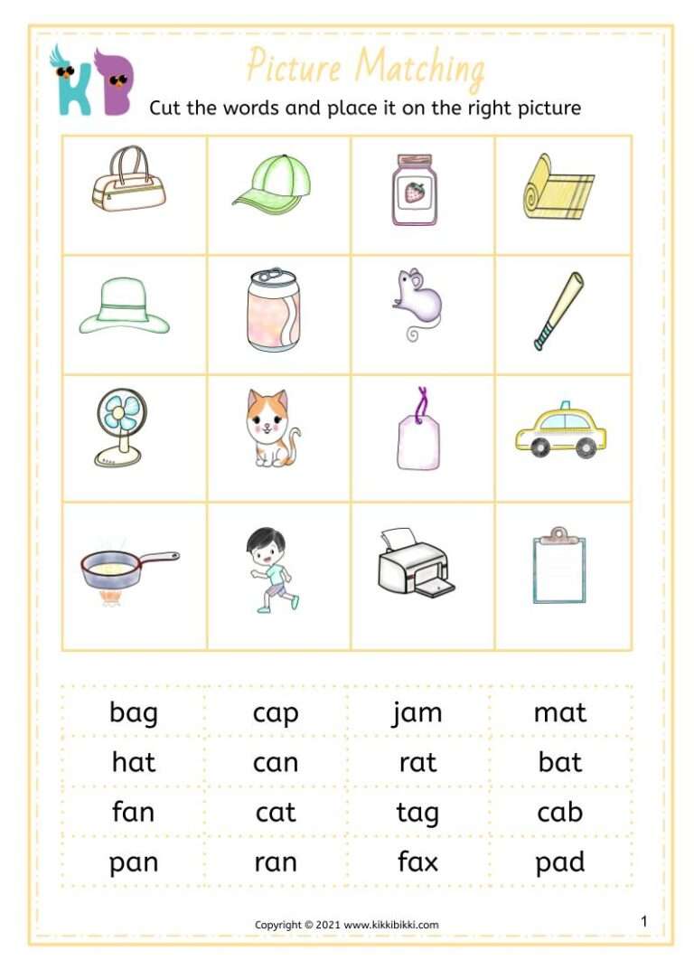 Phonics Word Worksheets for Kindergarten