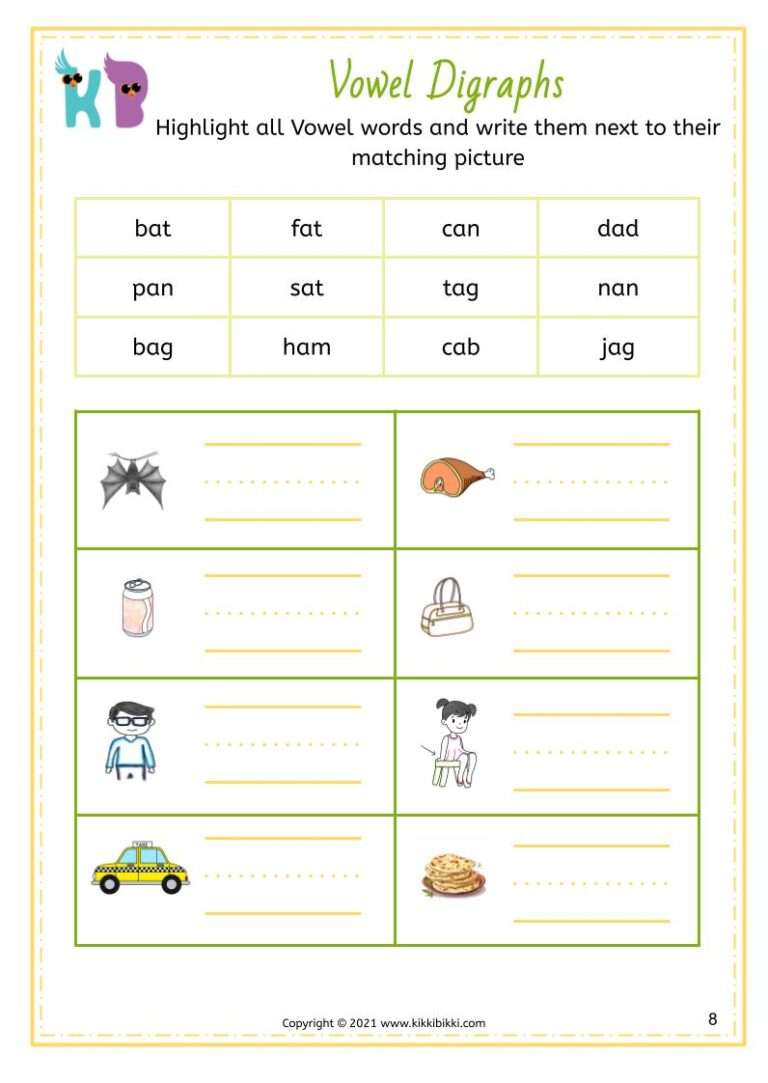 Phonics Practice Sheets for Kindergarten