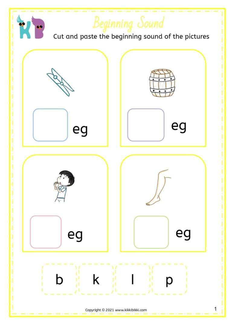 CVC EG Word Family - Beginning Sounds Worksheets