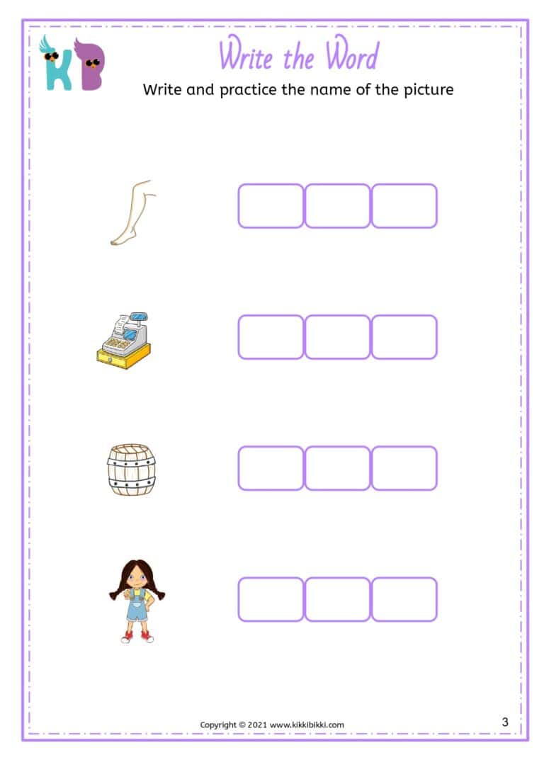CVC Short E -CVC Short E -eg Words Free Printables