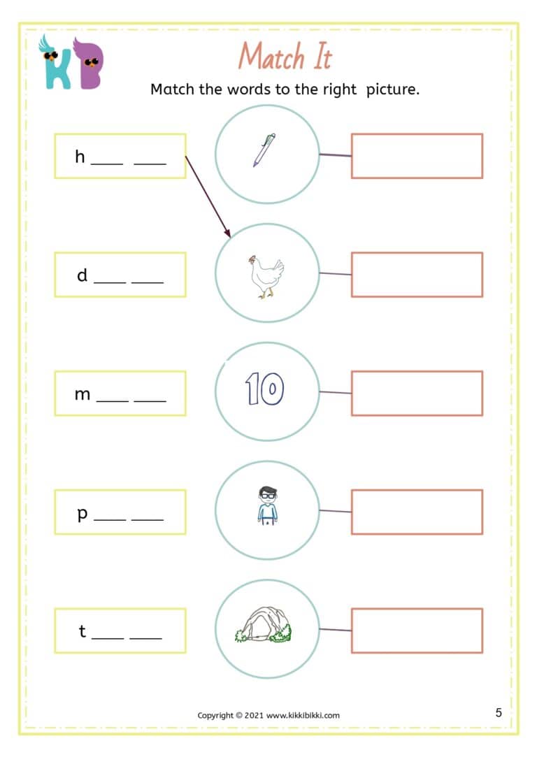 CVC Short E -en Family Words List Worksheets