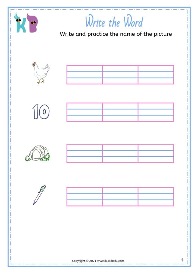 Phonics CVC Short E -en Worksheets