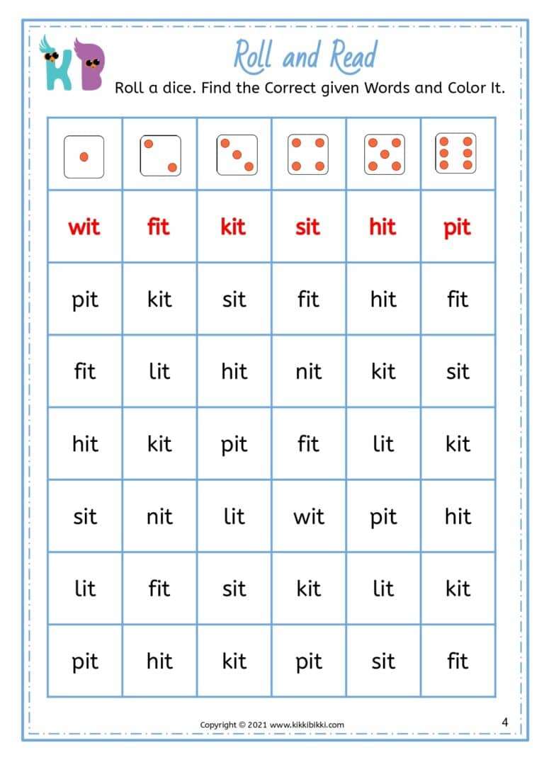 Phonics Practice Sheets for Kindergarten