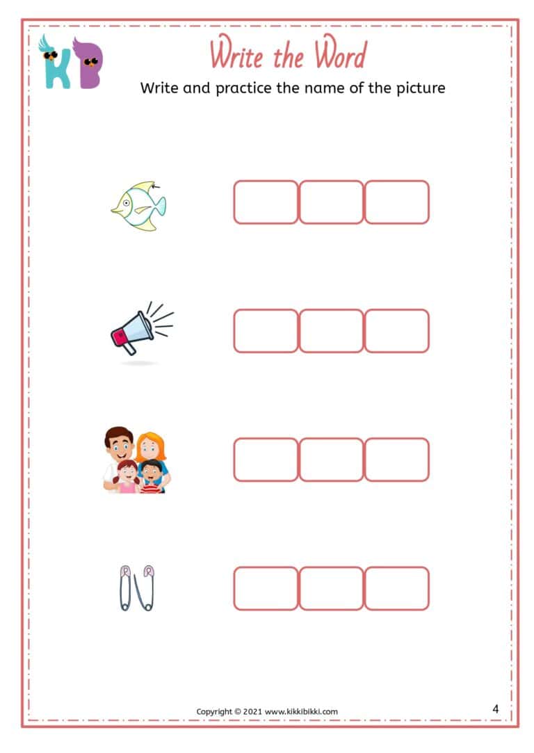 Kindergarten CVC Learning Worksheets