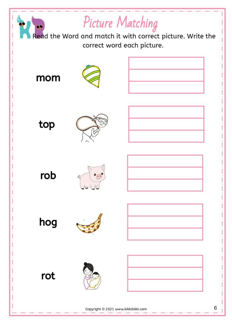 Free Phonics Worksheets for Kindergarten