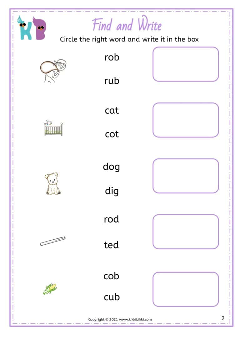 Kindergarten CVC Worksheet