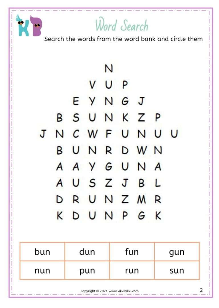 Free Kindergarten Phonics Worksheet