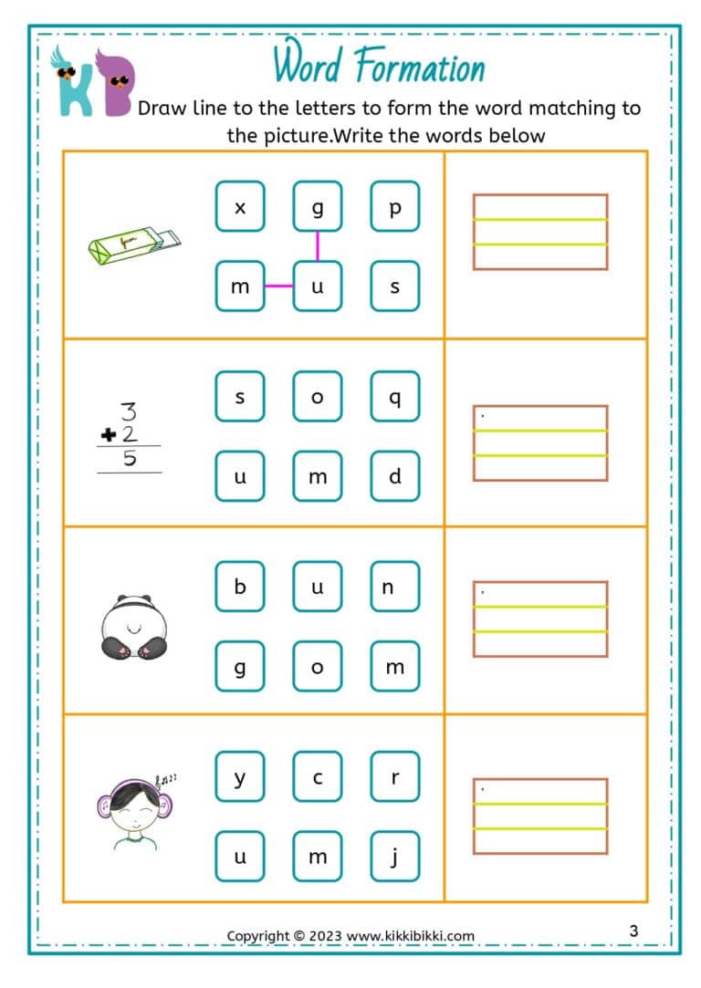 Free Kindergarten Phonics Worksheets