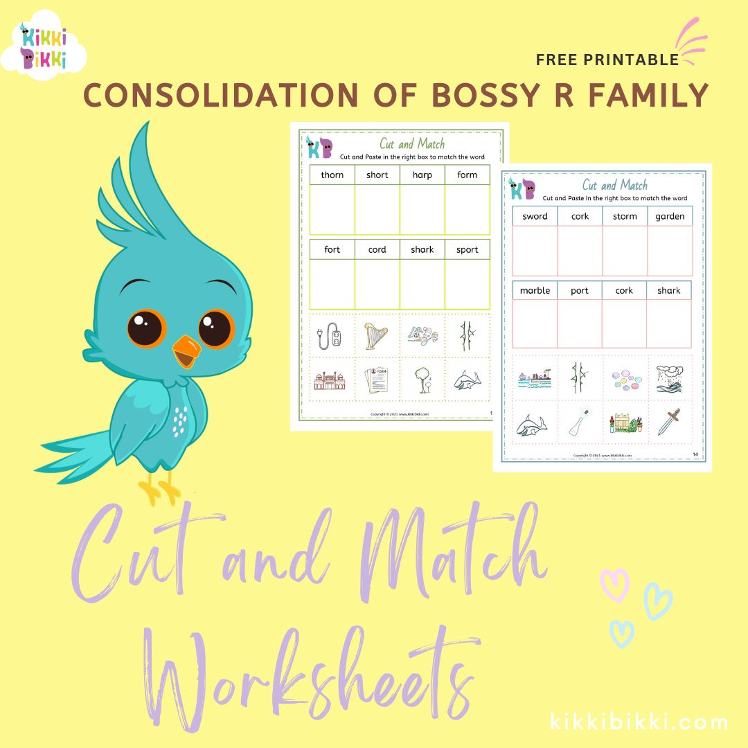 Cut and Match Worksheets for AR and OR Sounds