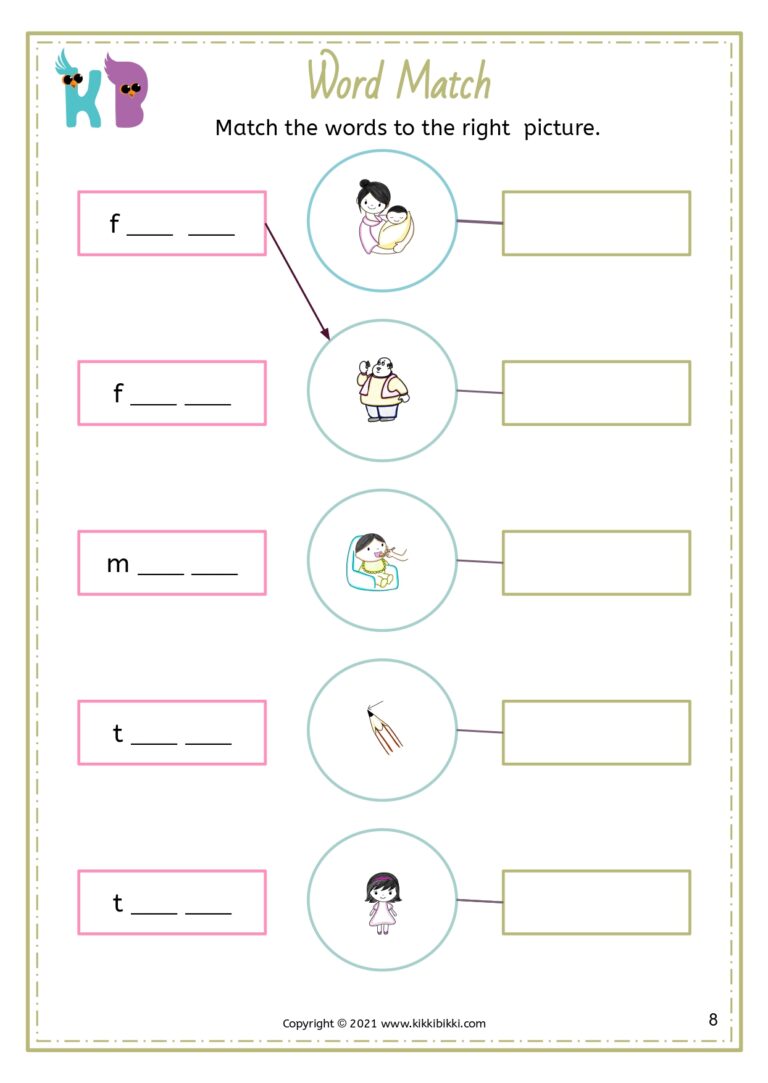 Free Kindergarten Phonics Worksheet