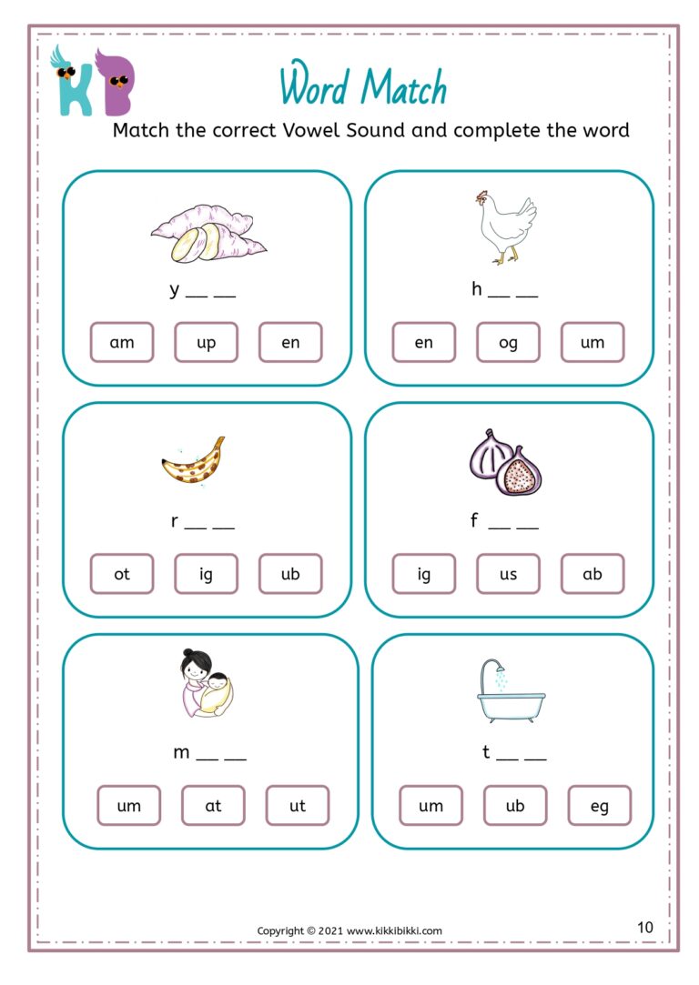 Phonics Worksheet for Kindergarten