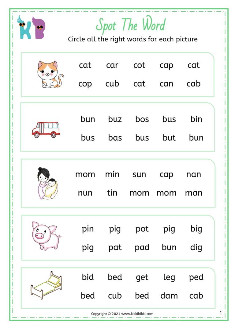 Preschool Phonics Activity Sheet