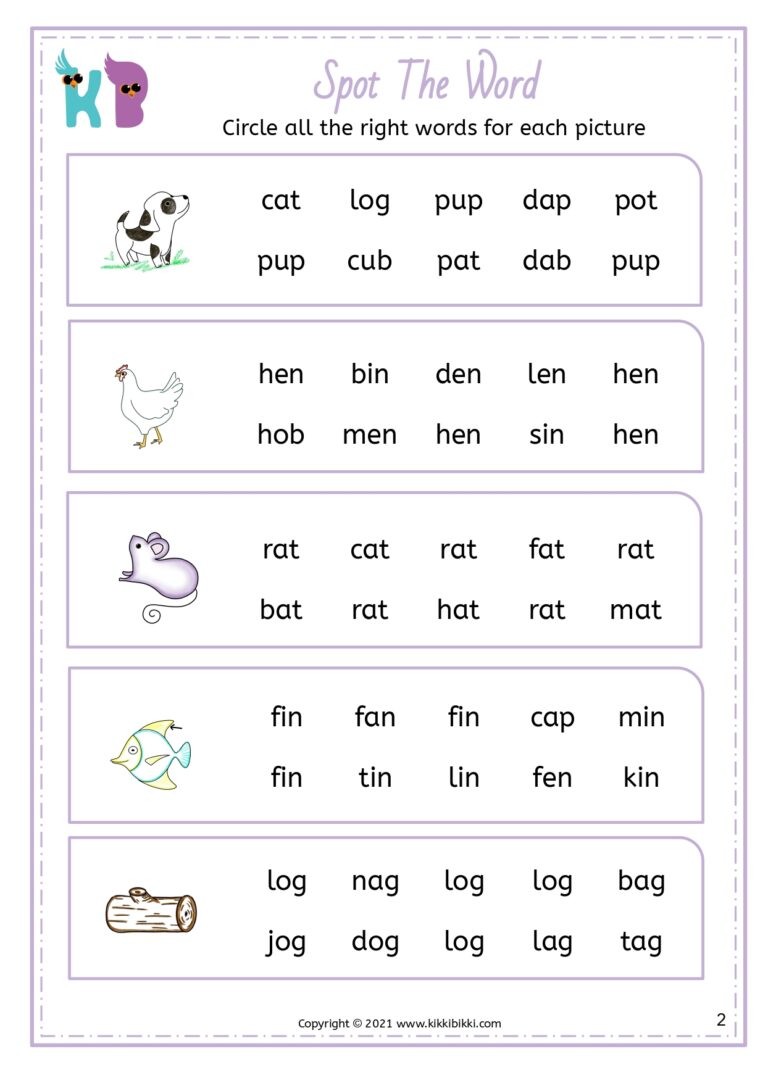 Kindergarten Phonics Activity Sheet