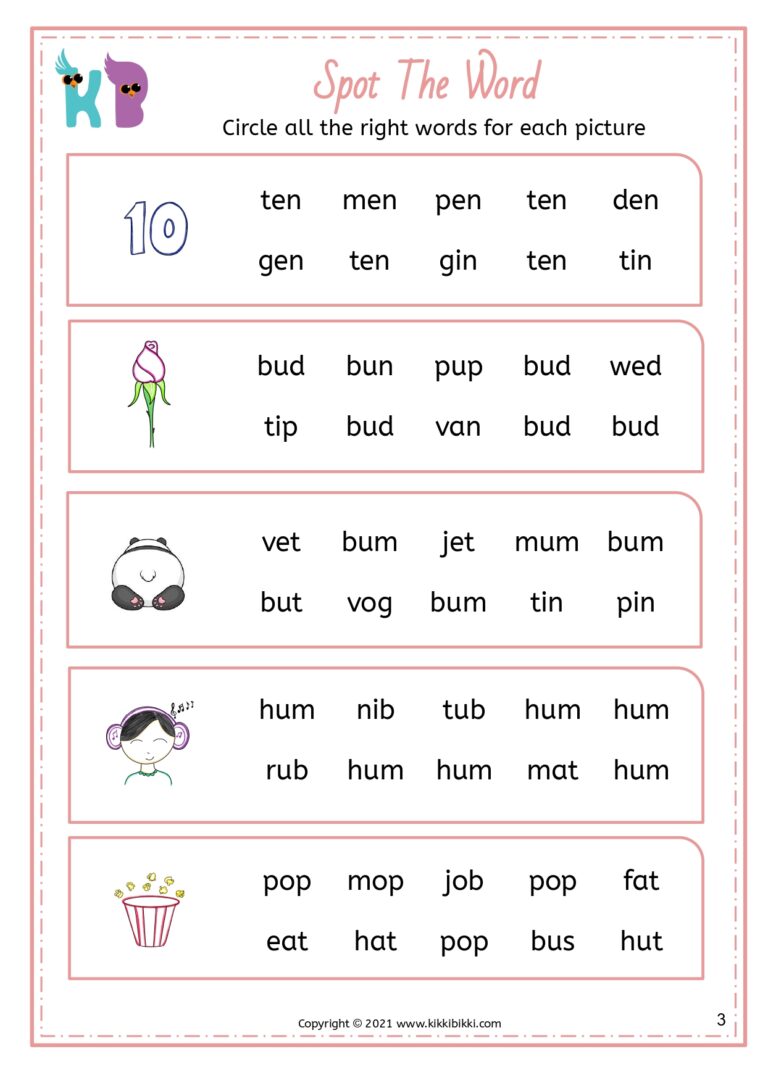 Printable Phonics Learning Worksheet