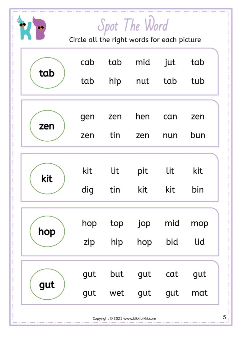 Printable Phonics Learning Worksheet