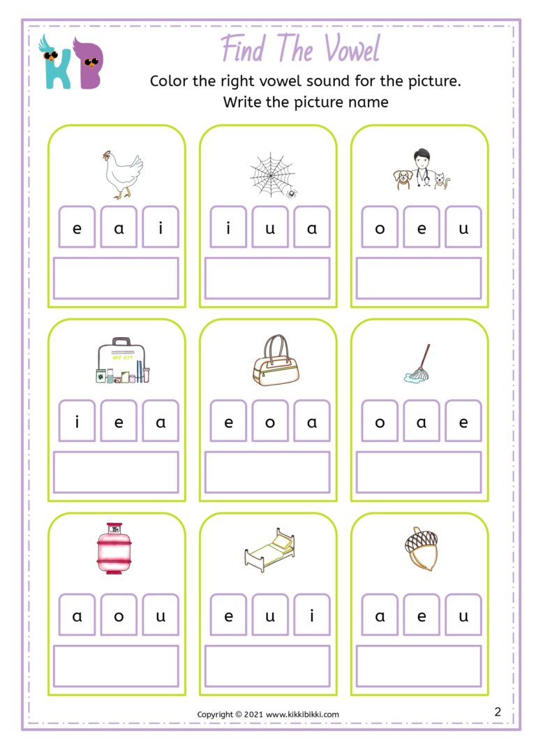 Phonics Practice Sheets for Kindergarten