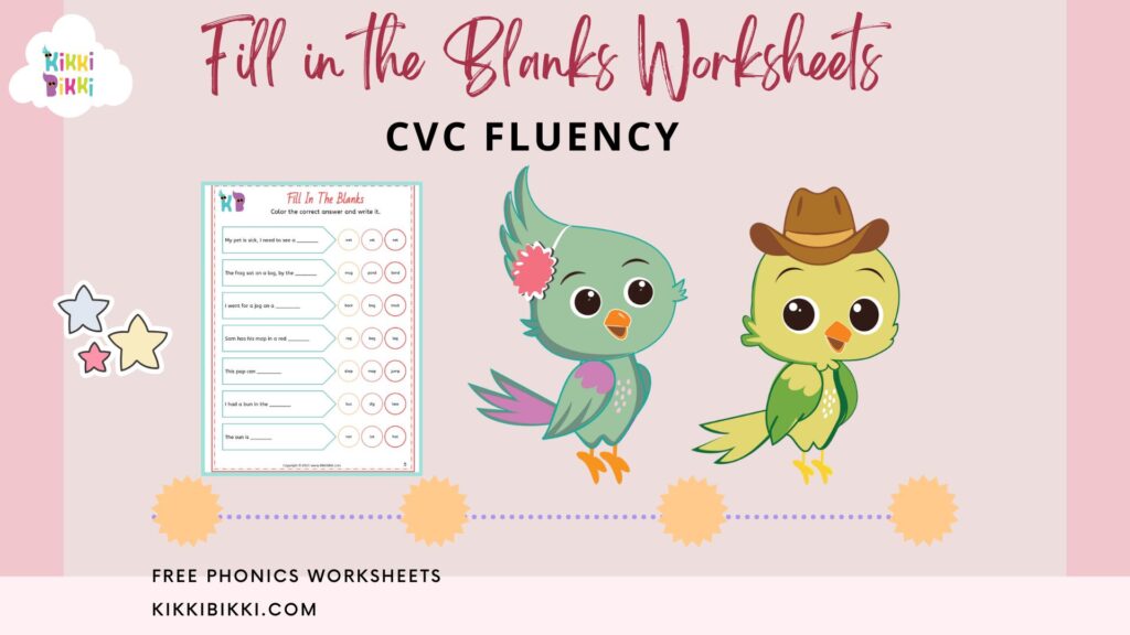 Phonics Adventure: CVC Fluency - Fill in the Blanks Worksheet