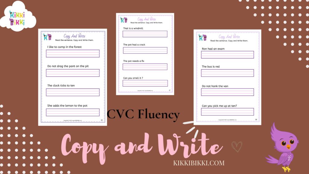 Exploring CVC Fluency: Free Printable Copy and Write Worksheets