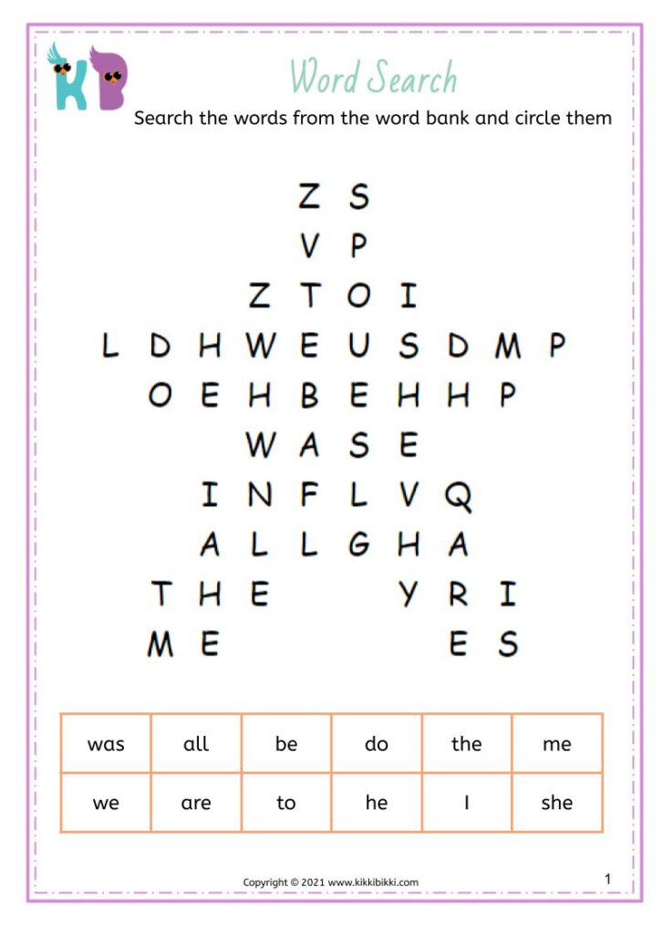 Mastering Sight Words: Word Search Worksheets for Kindergarten