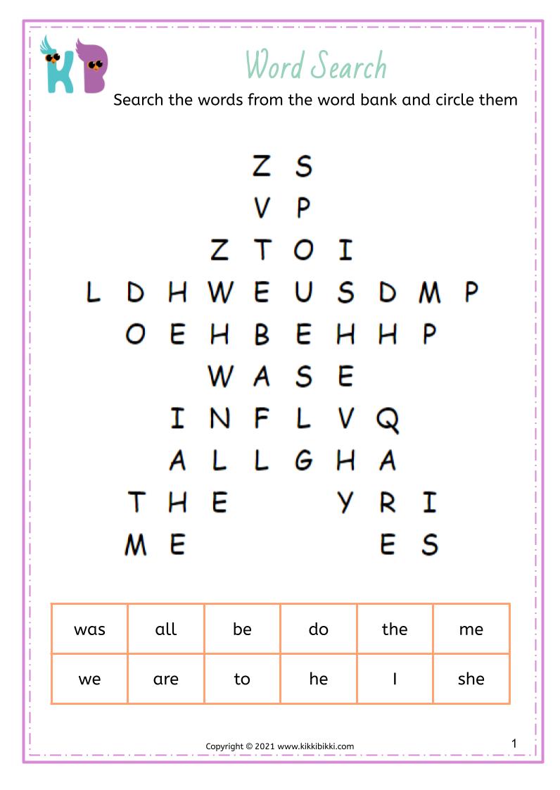 Mastering Sight Words: Word Search Worksheets for Kindergarten