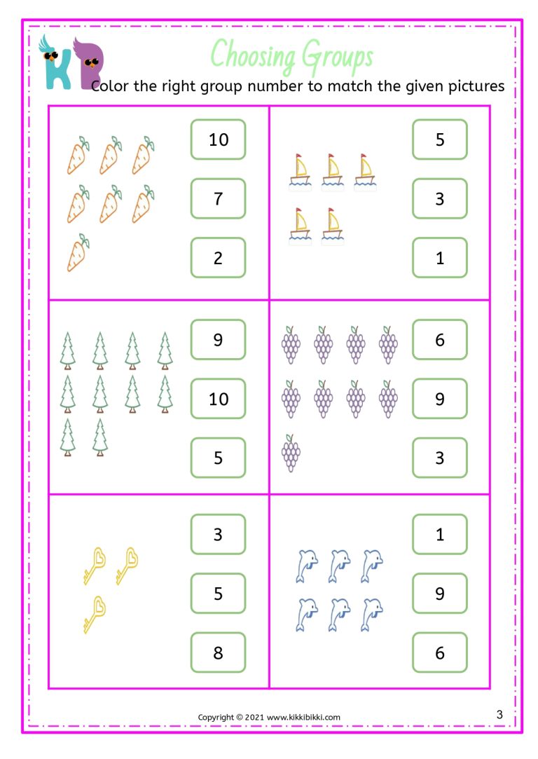 Grouping Numbers: Choosing Groups Worksheets for Math Fun