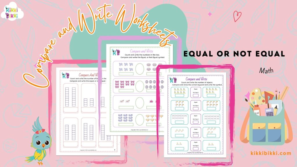 "Interactive Compare and Write Worksheets for Kindergarten