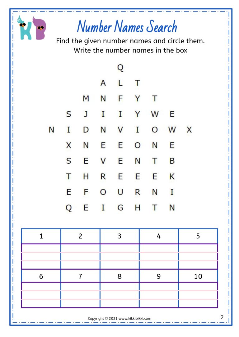 Number Names Search