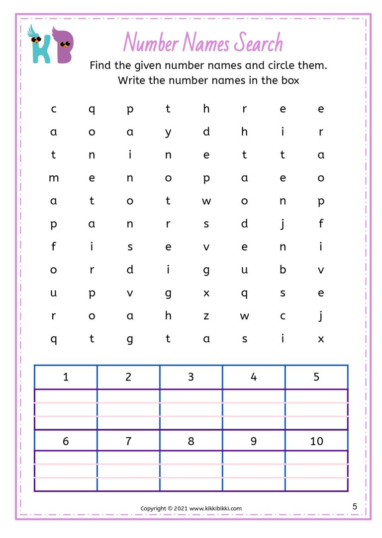 Number Names Search