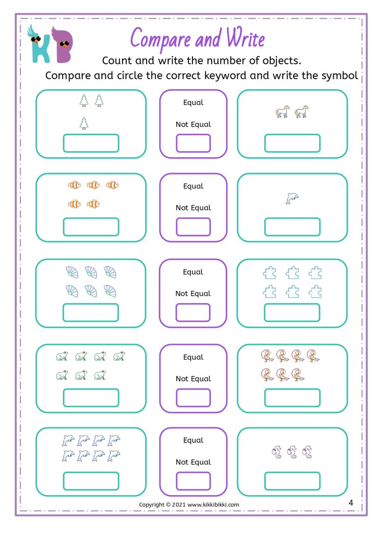 "Interactive Compare and Write Worksheets for Kindergarten
