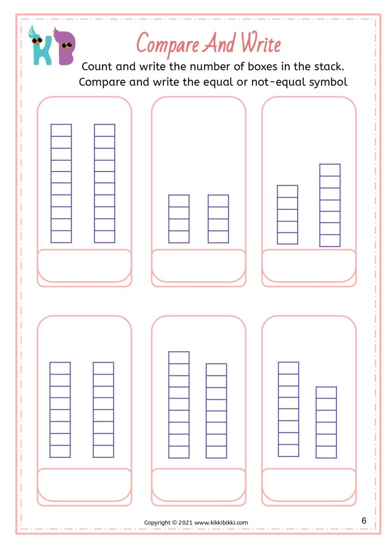 "Interactive Compare and Write Worksheets for Kindergarten