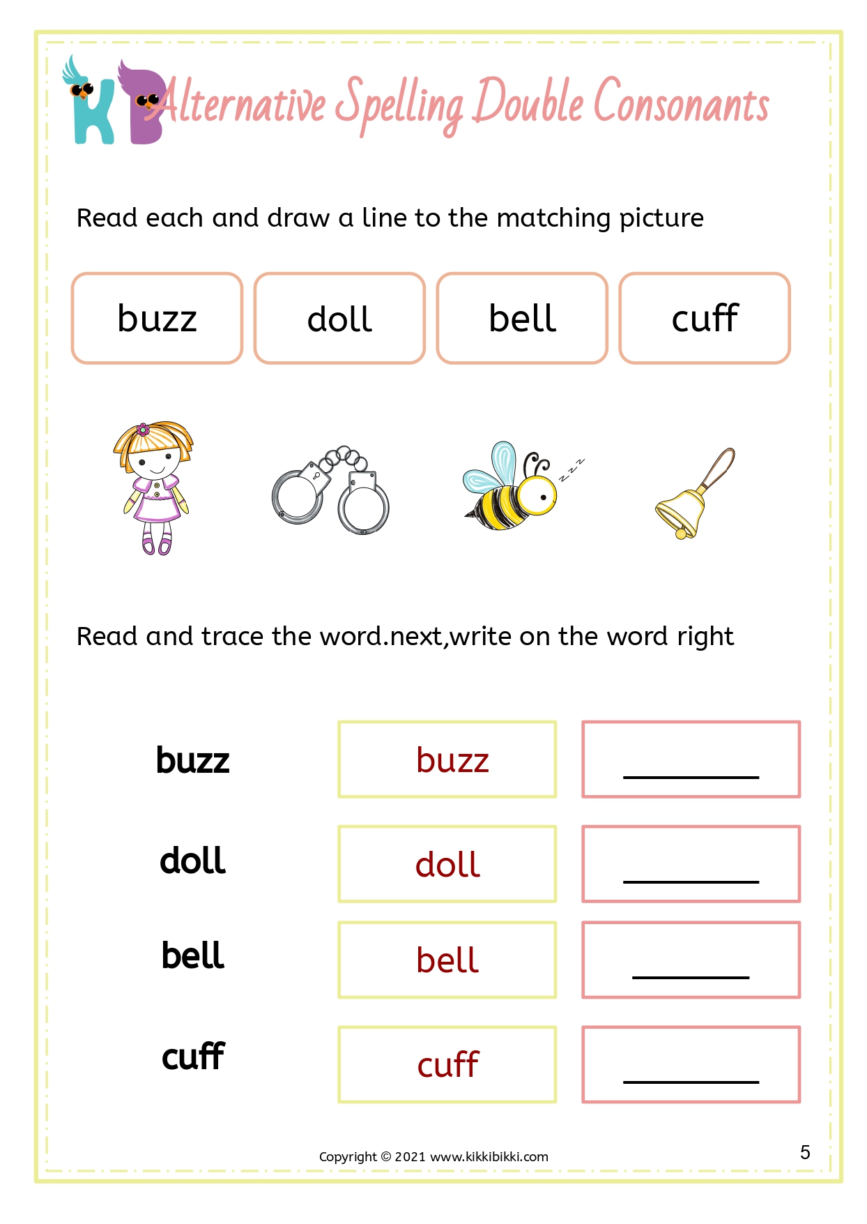 Alternative Spelling Double Consonants - Missing Letters