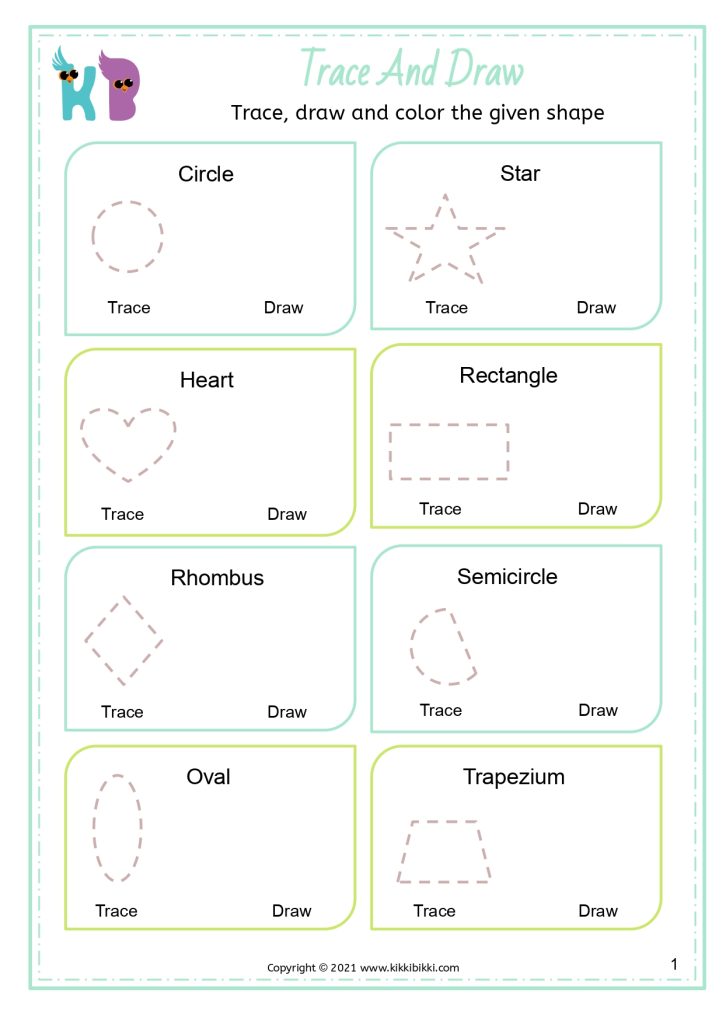 Shape Exploration: 2D Shapes Trace and Draw Worksheet
